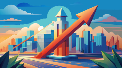 Wall Mural - 3D realistic arrow up. Arrow show success of business strategy. Vector illustration
