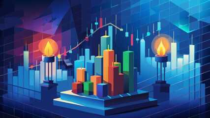 Wall Mural - Abstract financial chart of stock market rising trend line chart and number based