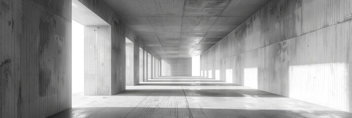 Abstract architecture background, empty concrete interior with light from window