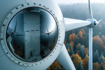 Poster - Wind turbine, high wind turbines for generation electricity, Green energy concept. Generative AI.
