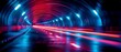 © Diana - A dynamic long exposure shot indoors a tunnel conveys a sense of motion and speed with its vibrant blue and red light trails.