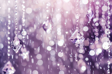 Poster - Sparkling purple crystals hanging with bokeh background