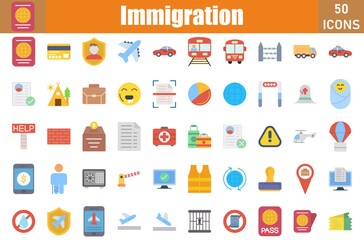 Poster - Immigration Icons Set.Web and mobile icons.Vector illustration