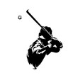 Baseball batter, hitter, isolated vector silhouette, ink drawign. Baseball player logo