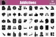 Addictions Icons Set.Web and mobile icons.Vector illustration