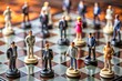 © Jason - Businessman and Businesswoman figures standing on chess board. Business strategy concept