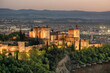 Historic Alhambra palace at night in Granada, Andalusia, Spain