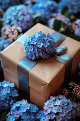 Canvas Print - Beautiful gift box with flowers.