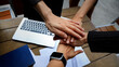Teamwork Concept,Group of diversity people to greeting power tag team,Teamwork Join Hands Partnership Concept of people putting their hands together,Friends with hands showing unity..
