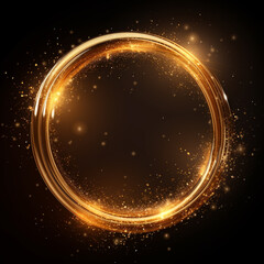 Poster - circle in golden shiny frame