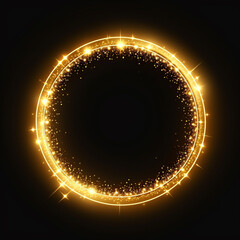 Poster - Circle shiny golden frame. Glowing round border