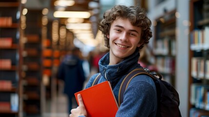 Sticker - A Student Smiling in Library