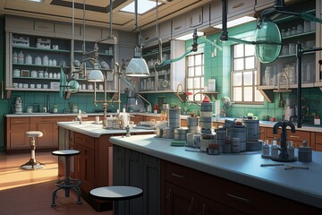 Poster - Sustainable Futuristic organic laboratory. Future interior. Generate Ai