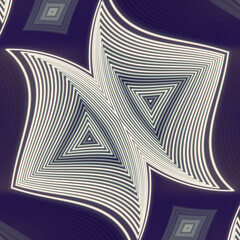 Fototapete - 3d rendering digital illustration with symmetrical geometric pattern of light stripes on dark purple background