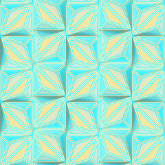 Poster - Abstract 3d rendering digital illustration background with blue and yellow geometric shapes