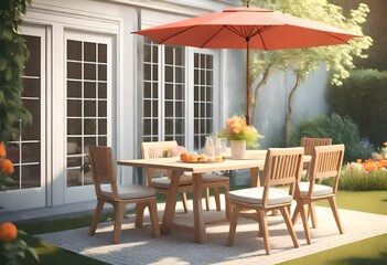 Poster - table and chairs in the garden