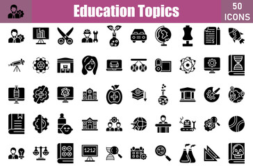 Canvas Print - Education Topics Icons Set.Web and mobile icons.Vector illustration