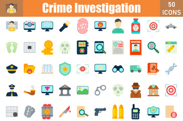 Sticker - Crime Investigation Icons Set.Web and mobile icons.Vector illustration