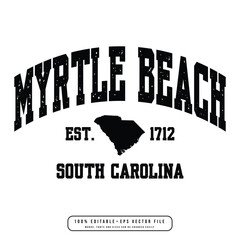 Wall Mural - Myrtle Beach text effect vector. Editable college t-shirt design printable text effect vector	