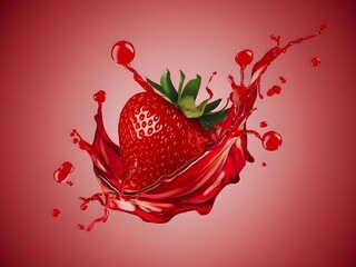 strawberry falling into the splash