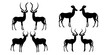 set of antelope, antelope flat design vector illustration. Hand drawn.