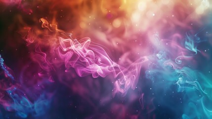 Poster - organic light leaks dancing across a dark background in a variety of vibrant colors, creating a mesmerizing and ethereal atmosphere.