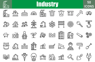 Sticker - Industry Icons Set. Editable Stroke. Pixel Perfect