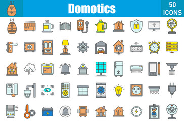 Canvas Print - Domotics Icons Set. Editable Stroke. Pixel Perfect