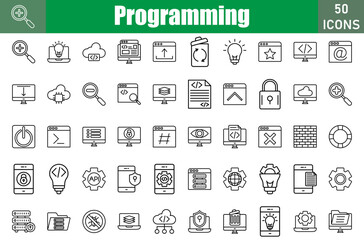 Sticker - Programming Icons Set. Editable Stroke. Pixel Perfect