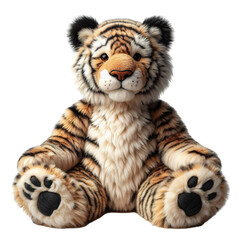 Wall Mural - a fur plush stuffed tiger teddy bear, white background, PNG