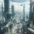 view of the city Futuristic Cityscape
