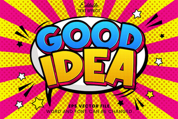 Poster - Good idea fun comic 3d editable vector text effect. Retro comic text style