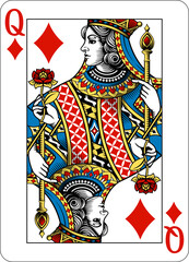 Leinwandbilder - Queen of Diamonds design from a new original deck of playing cards.