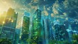 © podium & mockups - city skyline in future green building environment