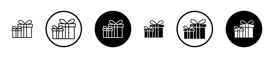 Wall Mural - Gifts vector icon set. birthday present box vector symbol. giftbox with ribbon sign. Christmas surprise parcel pictogram suitable for apps and websites UI designs.