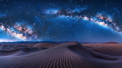 Poster - Amazing beautiful night sky full of stars and a huge sand dune in the foreground.