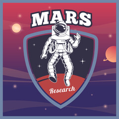 Wall Mural - space placard cosmos exploration adventure to mars poster with astronaut in space suit