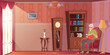 Old people home. Hobbies of elderly male and female characters exact vector pensioner indoor interior