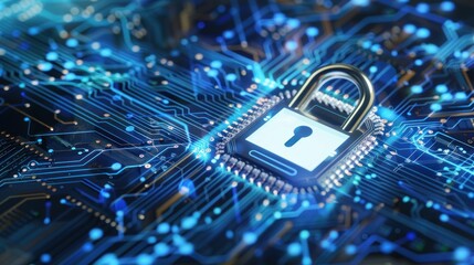 Poster - Digital padlock icon of cyber security and data protection technology,.and business data privacy concept.
