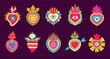 Mexican hearts. Authentic symbols eyes and decorative hearts religious decoration recent vector love symbols collection