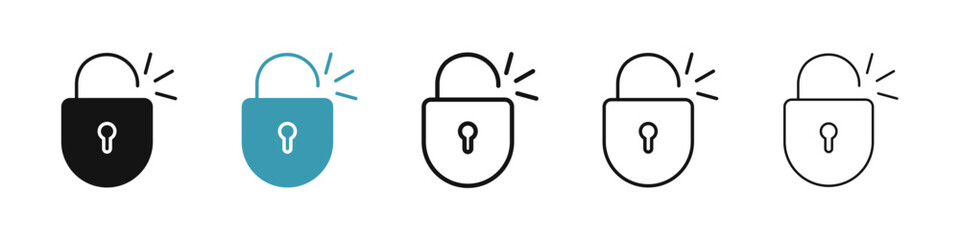 Wall Mural - Unlock icon set. unlock padlock icon for UI designs.