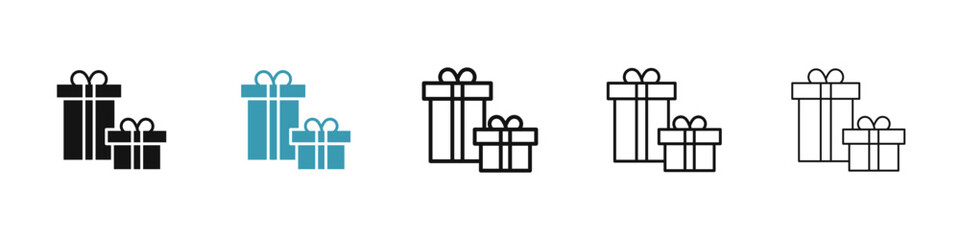 Gifts line icon set. birthday present box vector symbol. giftbox with ribbon sign. Christmas surprise parcel pictogram for UI designs.