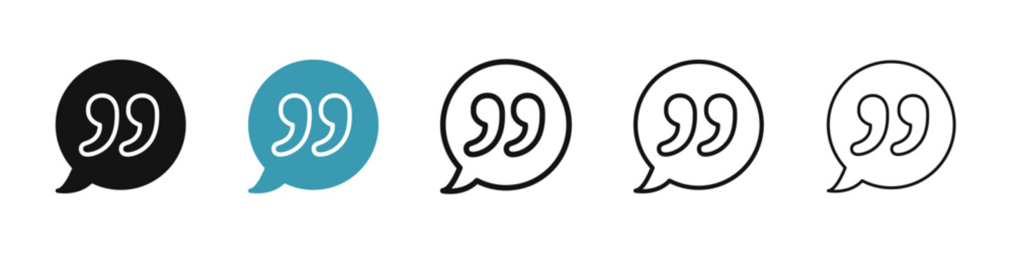 Comment quote line icon set. definition or description vector symbol. feedback dialog bubble sign. speech text balloon icon for UI designs.