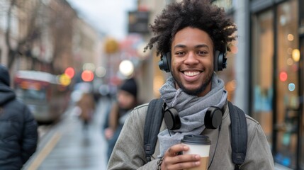 Canvas Print - A Young Man Enjoying Music