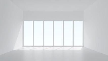 Poster - 3D room space background with soft shadow. Empty white room space for interior design and decoration. 3D render.