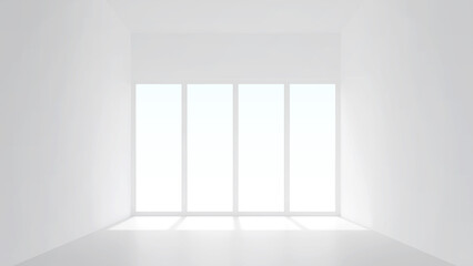 Poster - 3D room space background with soft shadow. Empty white room space for interior design and decoration. 3D render.