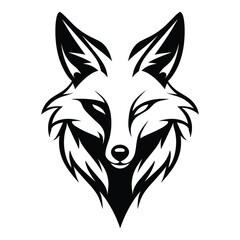 Poster - Fox head silhouette minimalist logo icon design black and white vector illustration