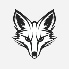 Poster - Fox head silhouette minimalist logo icon design black and white vector illustration
