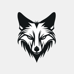 Poster - Fox head silhouette minimalist logo icon design black and white vector illustration