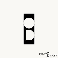 Poster - Logo design graphic concept creative vector premium stock abstract letter initial OD with negative space rectangle. Related monogram typography brand